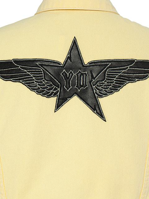 Желтая куртка из денима с люверсами и булавками, 5