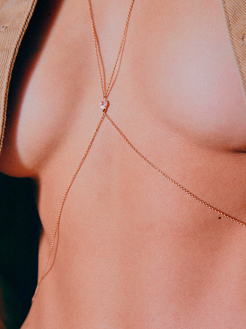 Цепь нательная из розового золота с сапфиром, 2 Цепь нательная из розового золота с сапфиром, 2