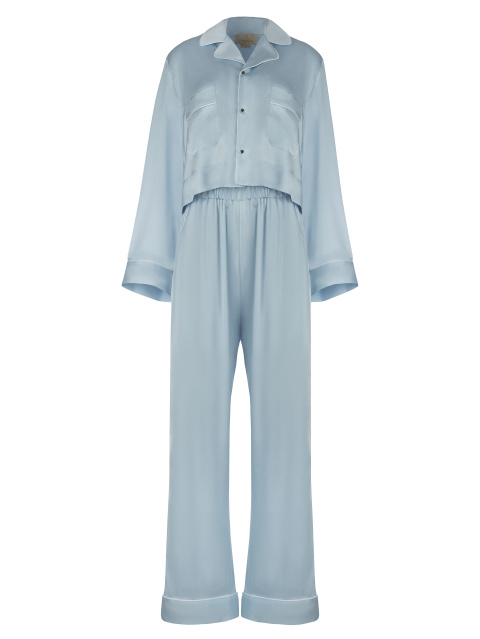 Светло-голубая пижама из вискозы и шелка, 1
