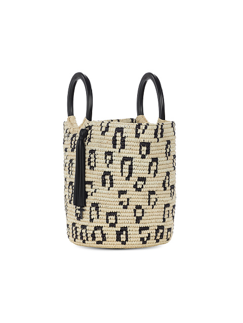 Бежевая плетеная сумка с орнаментом, 2