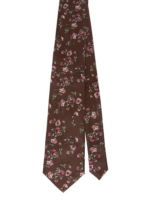 Коричневый галстук с цветочным принтом, 1