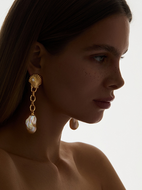 Длинные серьги с жемчугом Барокко, 3 Длинные серьги с жемчугом Барокко, 3