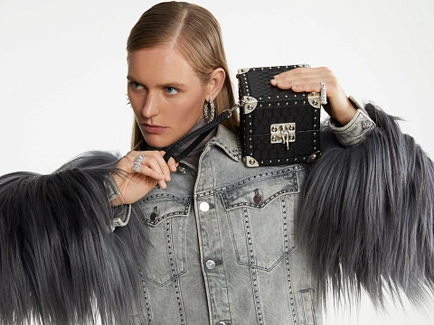 Черная сумка-куб из кожи питона, 10