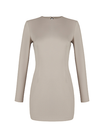 Серое платье-мини с бахромой на спине, 1