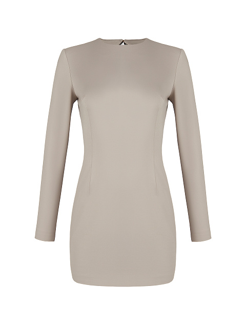 Серое платье-мини с бахромой на спине, 1