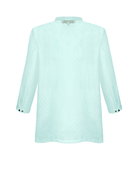 Бирюзовая блузка из шелкового шифона в горошек, 2