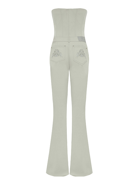 Серый комбинезон из джинсовой ткани с вышивкой, 2