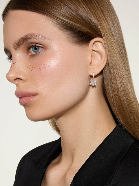 Хупсы из белого золота с бриллиантами Rose Cut, 3