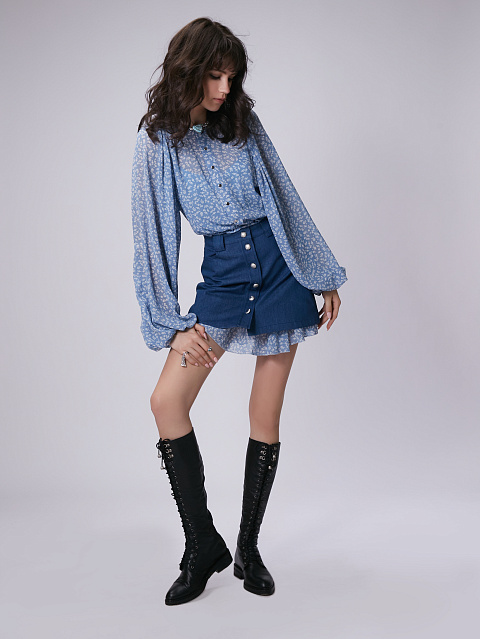 Синяя юбка-мини из денима, 6