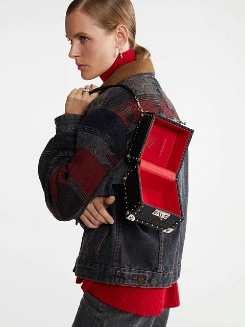 Черная сумка-куб из кожи питона, 11