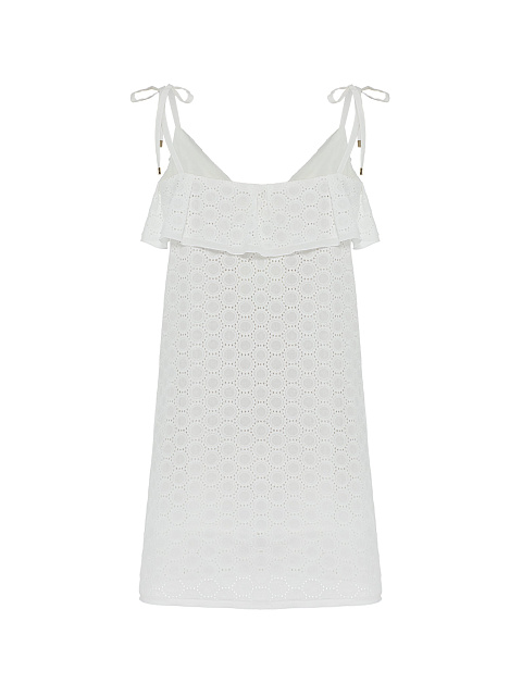 Белое хлопковое платье-мини, 7