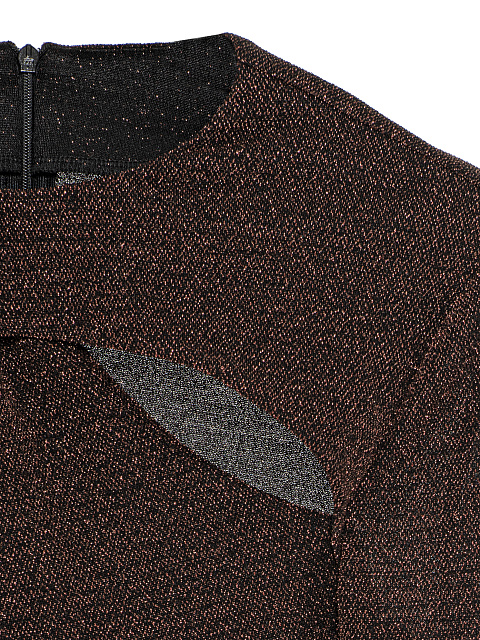 Бронзовое трикотажное платье-мини с люрексом, 3