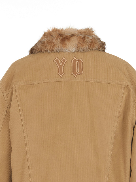 Бежевая вельветовая куртка с подкладом из меха рыси, 4