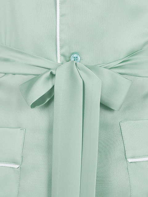 Мятная шелковая пижама с белым кантом, 6