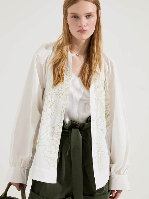 Белая рубашка с зеленой вышивкой, 2 Белая рубашка с зеленой вышивкой, 2