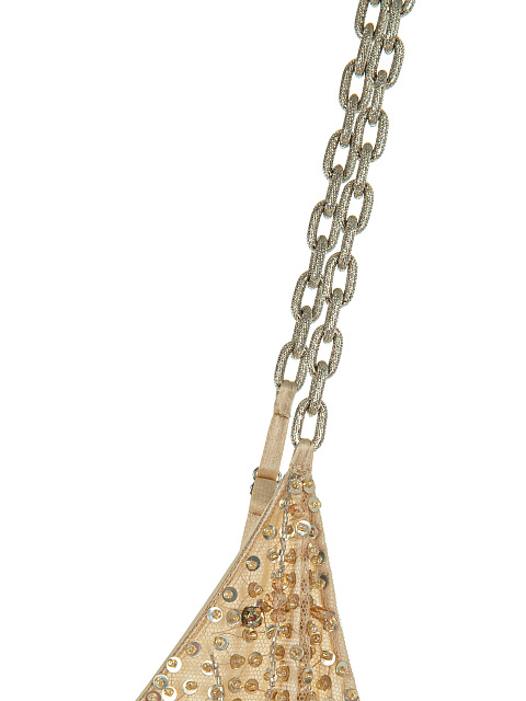 Золотистый топ из шелка с пайетками и бисером, 4