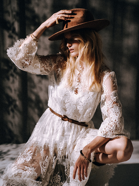 Белое платье-миди из кружева, 9