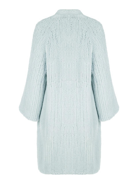 Светло-голубая вязаная шуба из норкового меха, 2