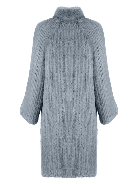 Серо-голубая вязаная шуба из норкового меха, 2 Серо-голубая вязаная шуба из норкового меха, 2
