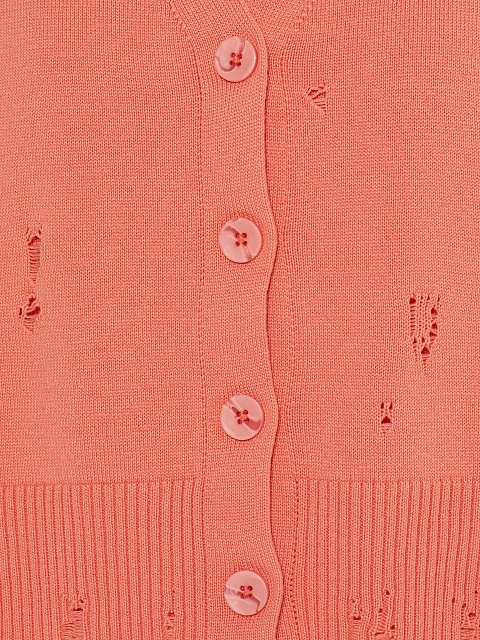 Коралловый вязаный комплект из кардигана, топа и брюк, 6
