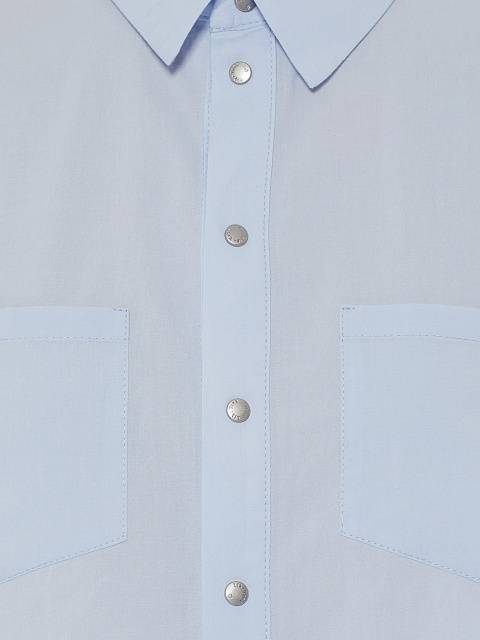 Голубая укороченная хлопковая рубашка, 3
