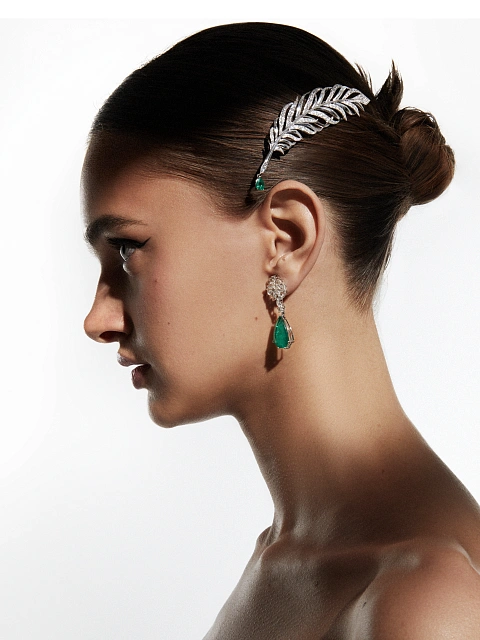 Серьги из белого золота с изумрудами и бриллиантами, 5