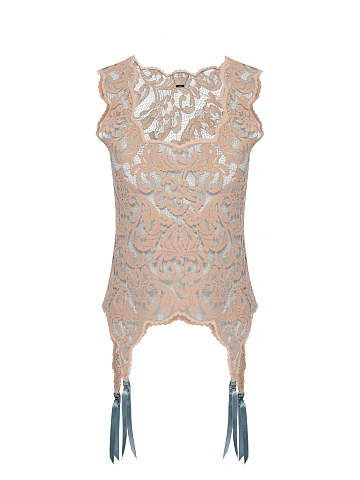 Бежево-голубая майка из кружева с фигурным низом, 1