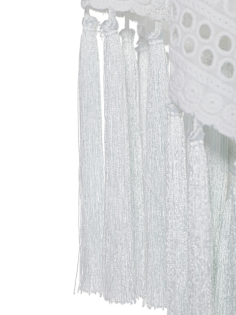 Белое кружевное платье-мини с кисточками, 4