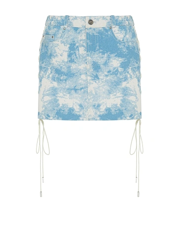 Голубая tie-dye юбка-мини из денима, 1
