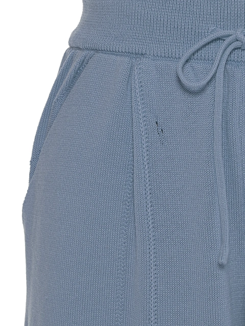 Голубой вязаный комплект из кардигана, топа и брюк, 7