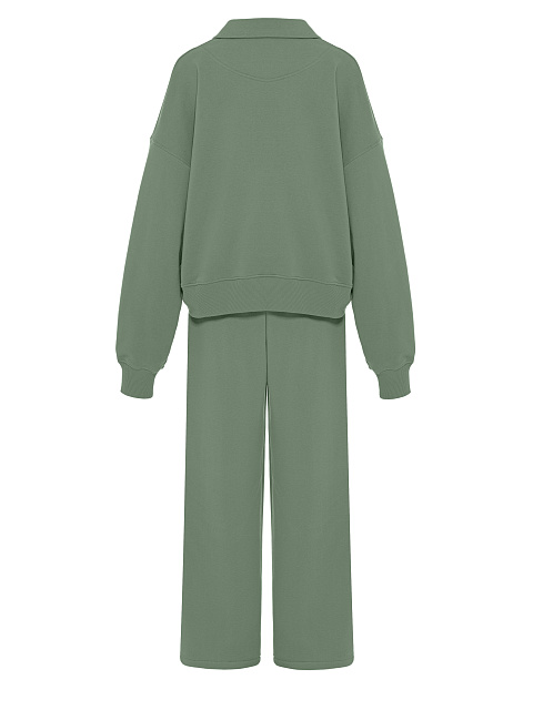 Зеленый спортивный костюм из футера с вышивкой, 3 Зеленый спортивный костюм из футера с вышивкой, 3