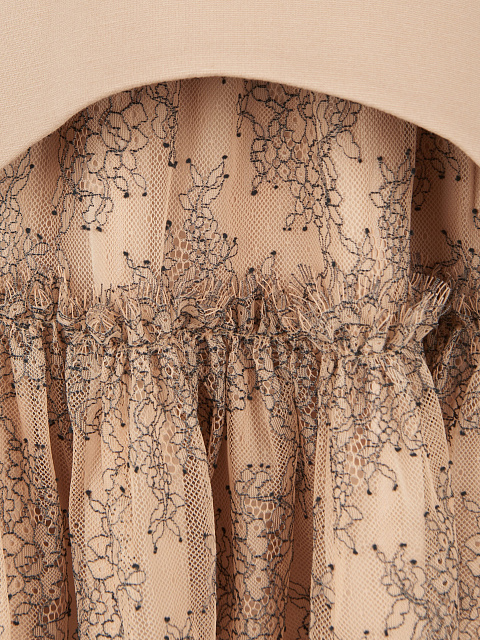 Бежевый комплект из топа и кружевной юбки, 3