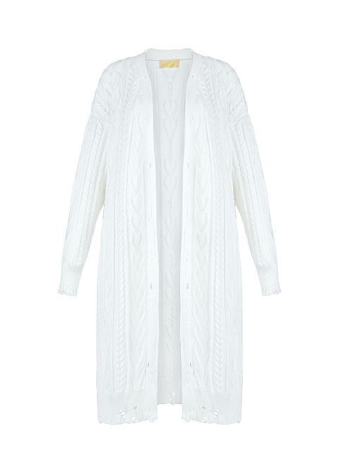 Белый хлопковый кардиган с косами, 1 Белый хлопковый кардиган с косами, 1