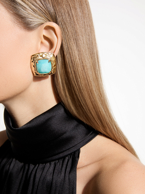 Серьги из желтого золота с амазонитом, 4