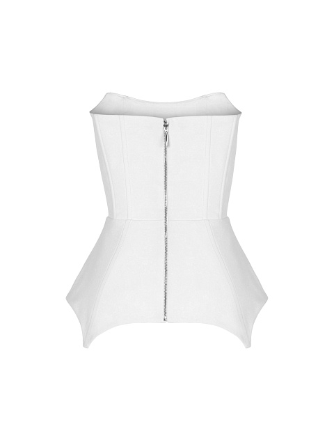 Белый корсет из денима с баской, 3