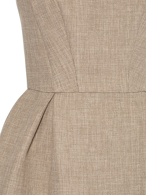 Бежевое платье-мини с кружевным подъюбником, 4