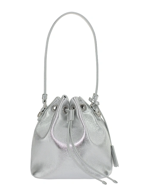 Серебряная сумка-мешок из кожи, 3