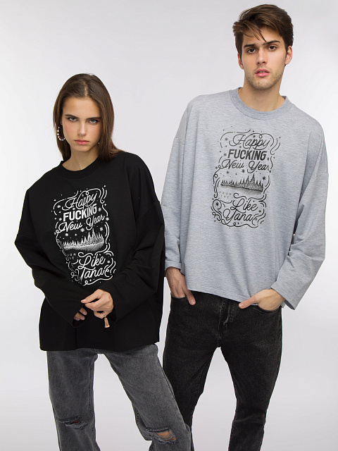 Укороченный серый лонгслив с принтом, 2 Укороченный серый лонгслив с принтом, 2