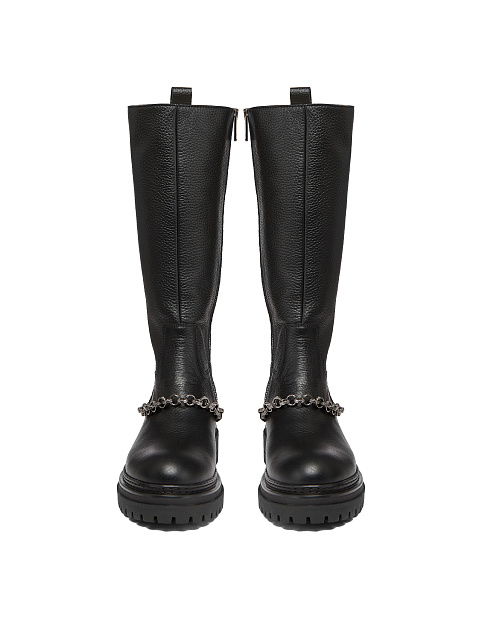 Высокие черные кожаные ботинки с шипами, 2