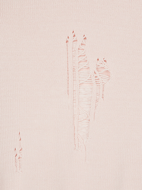 Светло-розовый хлопковый свитер с дырками, 4