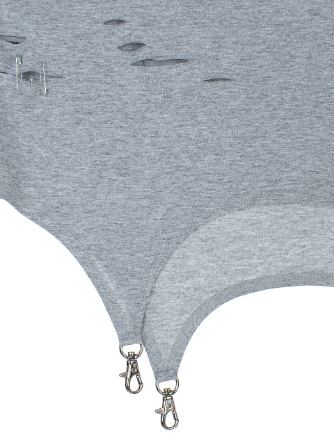 Светло-серая хлопковая футболка с фигурным низом, 4