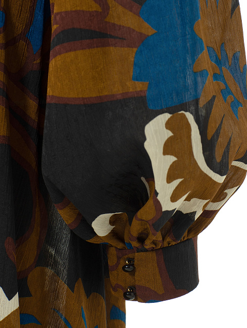 Коричневое платье-макси с цветочным принтом, 5