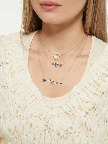 Колье с кулоном с буквой H из белого золота с горным хрусталем, 2