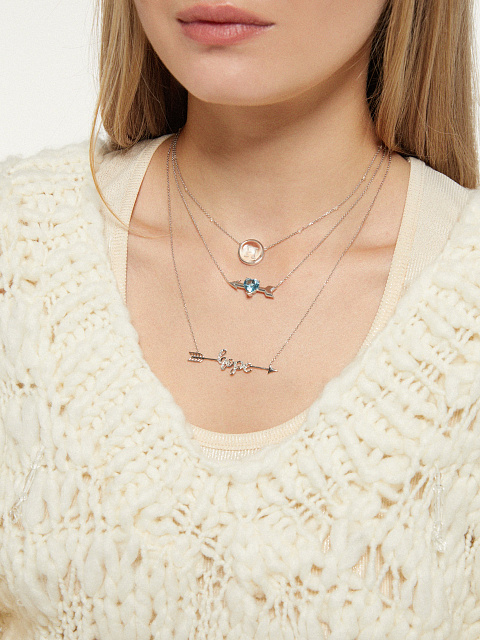 Колье с кулоном с буквой H из белого золота с горным хрусталем, 2 Колье с кулоном с буквой H из белого золота с горным хрусталем, 2