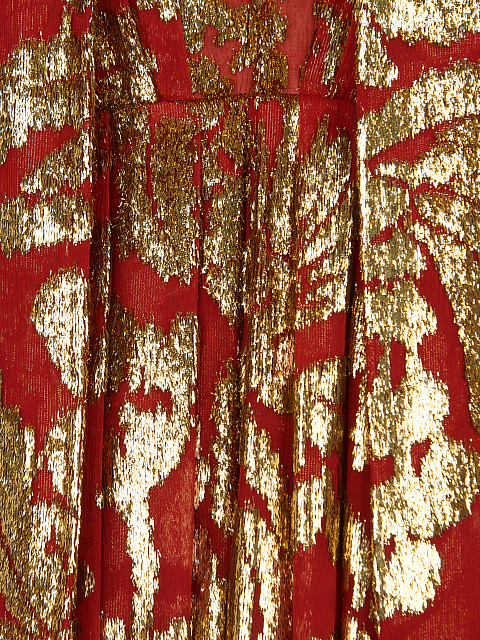 Красное платье-миди с золотым узором, 3 Красное платье-миди с золотым узором, 3