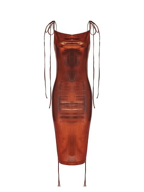 Красное платье-трансформер из трикотажа с металлическим блеском, 4