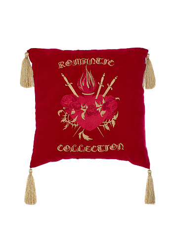 Большая бархатная подушка с вышивкой, 1