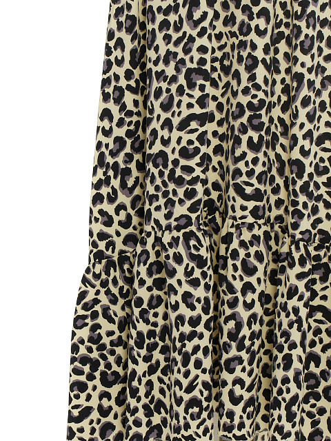 Бежевое платье-миди из вискозы с леопардовым принтом, 3