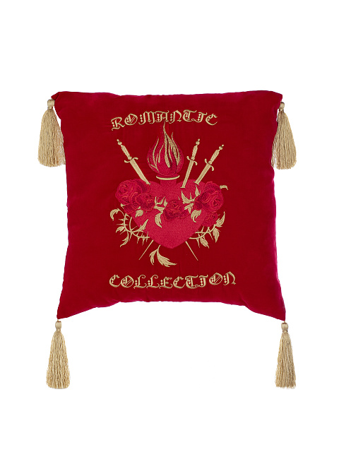 Большая бархатная подушка с вышивкой, 1