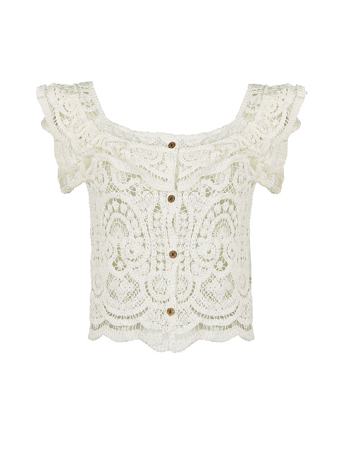 Белый кружевной топ на пуговицах, 1